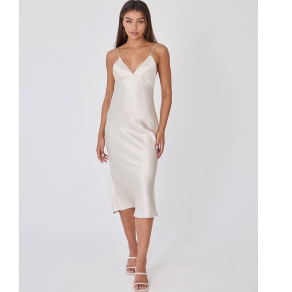 BOA SATIN SLIP MIDI DRESS - Picture 1 of 11